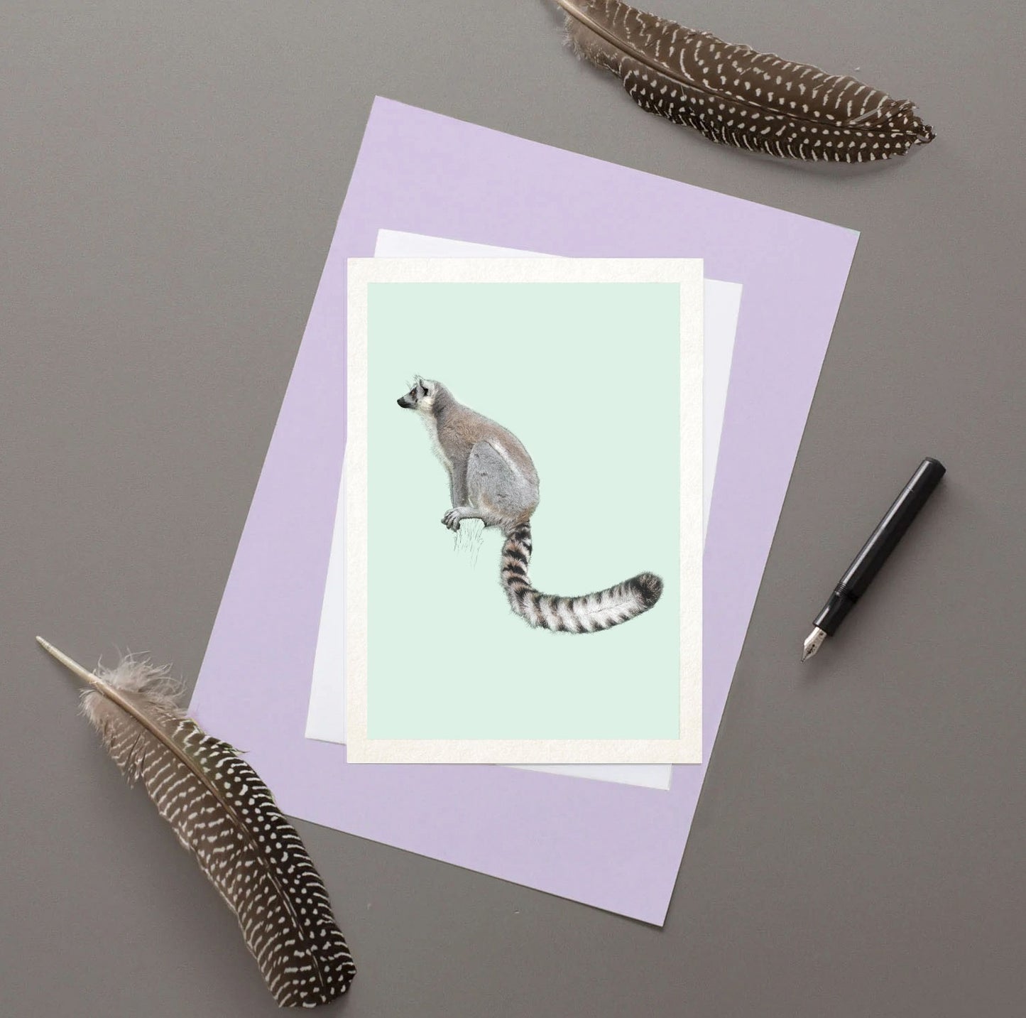 Ring Tailed Lemur Greetings Card - Reduced to clear