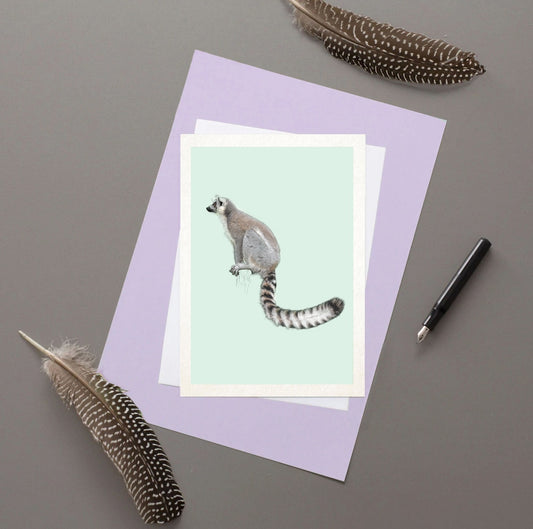 Ring Tailed Lemur Greetings Card - Reduced to clear