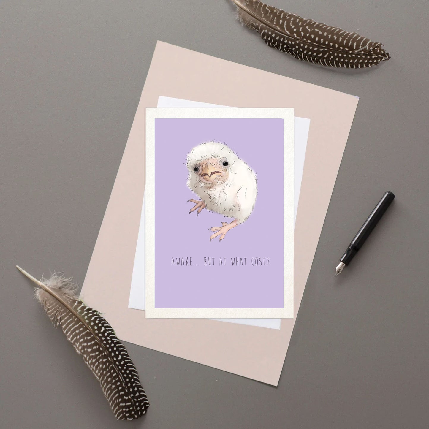 Awake... But at What Cost? greetings card | funny Card | Pygmy Falcon card | For Him | For Her | Grumpy animal | cute Animal card | funny animal card (Copy)