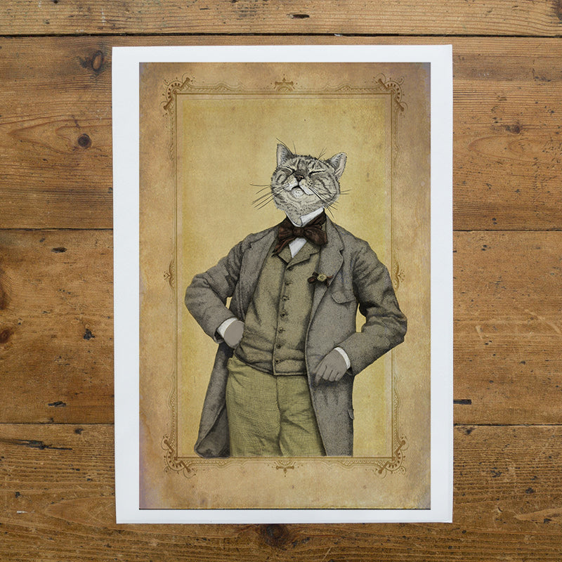Oscar - Dandy Cat Print A3, colour version - Reduced to clear