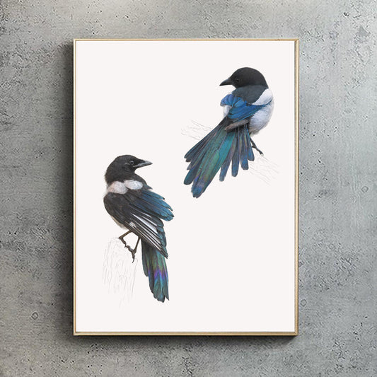 Two For Joy | Eurasian Magpies Print | Magpies Print | Magpie Print