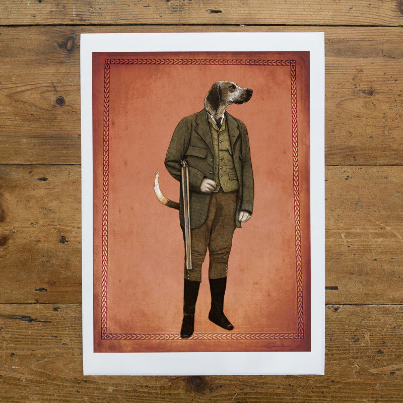 Kincaid - Foxhound Gamekeeper print - A3 Version - Reduced to clear