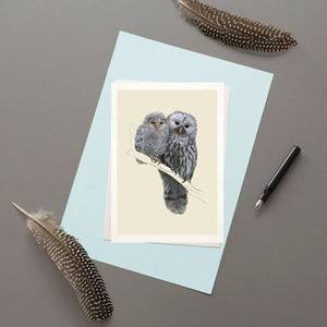 Barred Owl & Owlet, Mothers Day Card