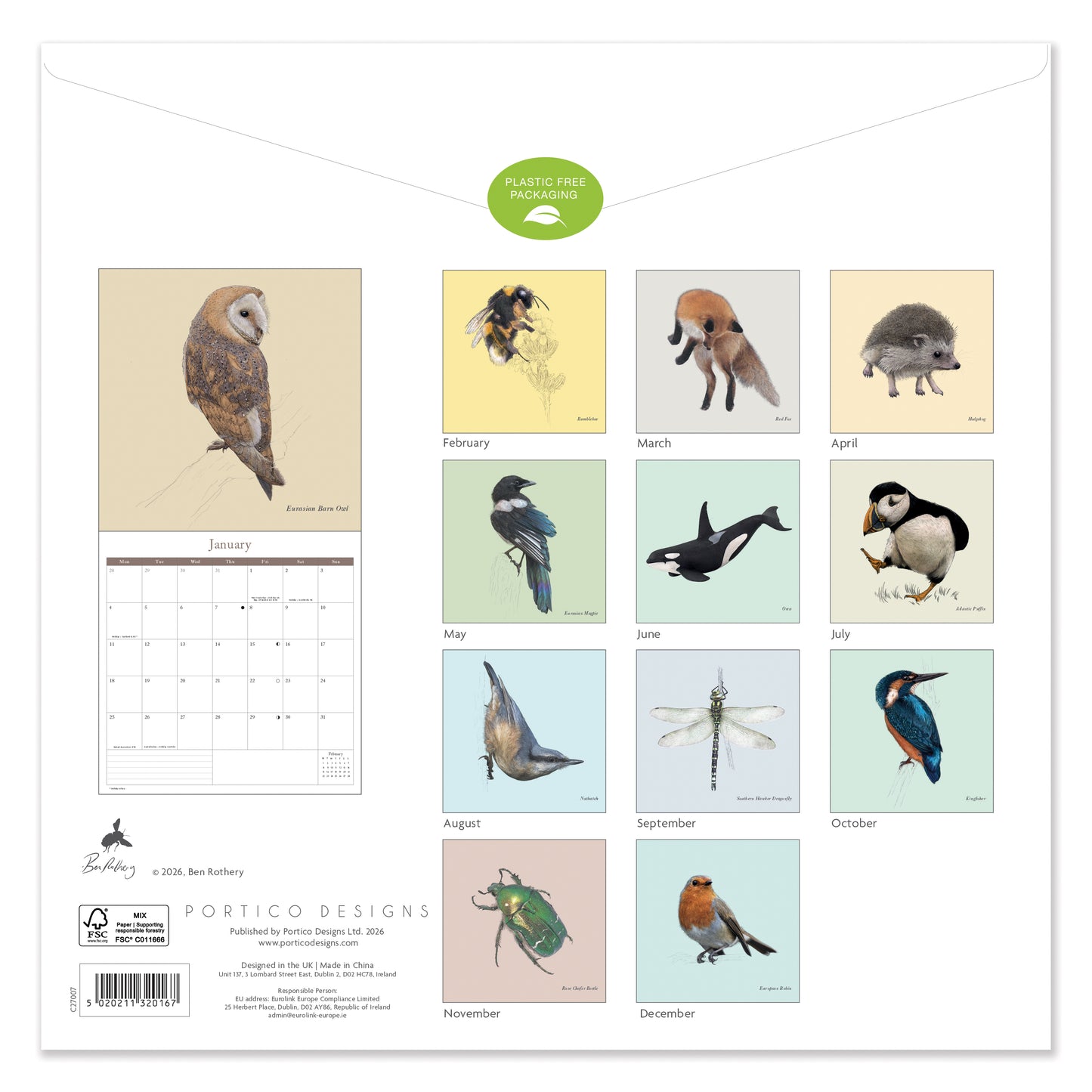 Limited edition - SQUARE 2027 Wall Calendar | Square Wall Calendar | British Wildlife Calendar
