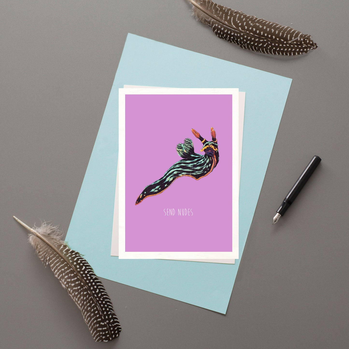 Send Nudes Valentines Card | Funny Nudibranch Illustration