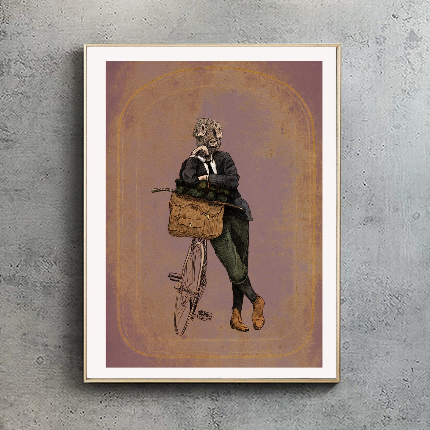 Wilbur - cycling pig print - Reduced to clear