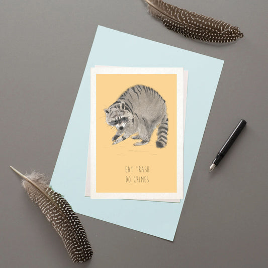 Eat Trash Do Crimes greetings card | funny Card | Raccoon card | For Him | For Her | Grumpy animal | cute Animal card | funny animal card | Funny Raccoon card
