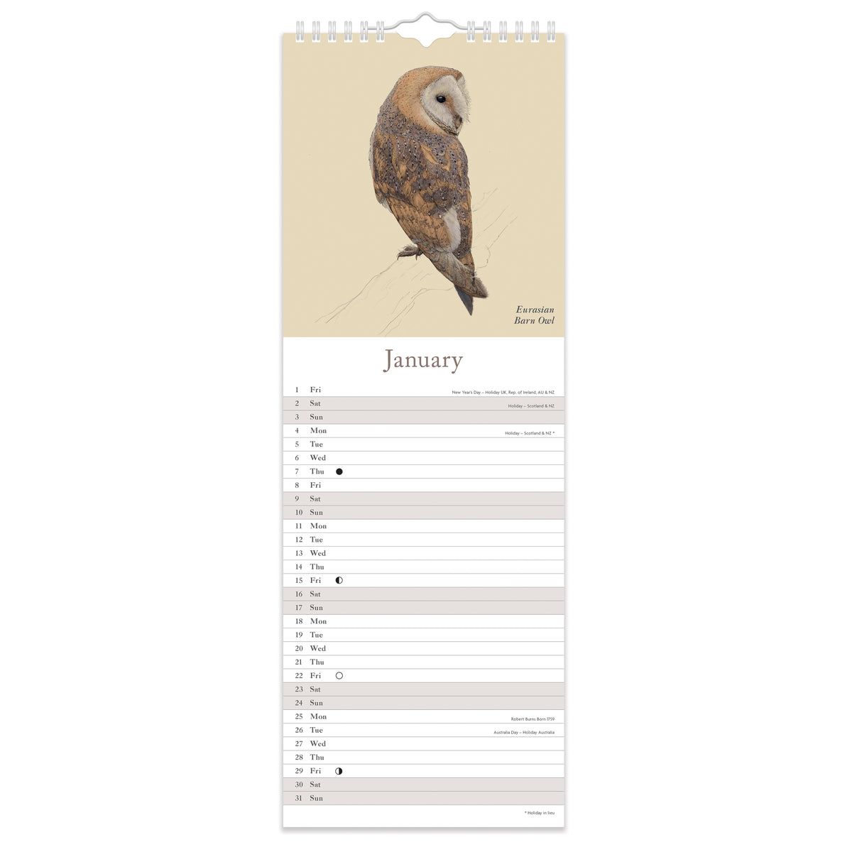 Limited edition SLIM - 2027 Wall Calendar | Slim Wall Calendar | British Wildlife Calendar
