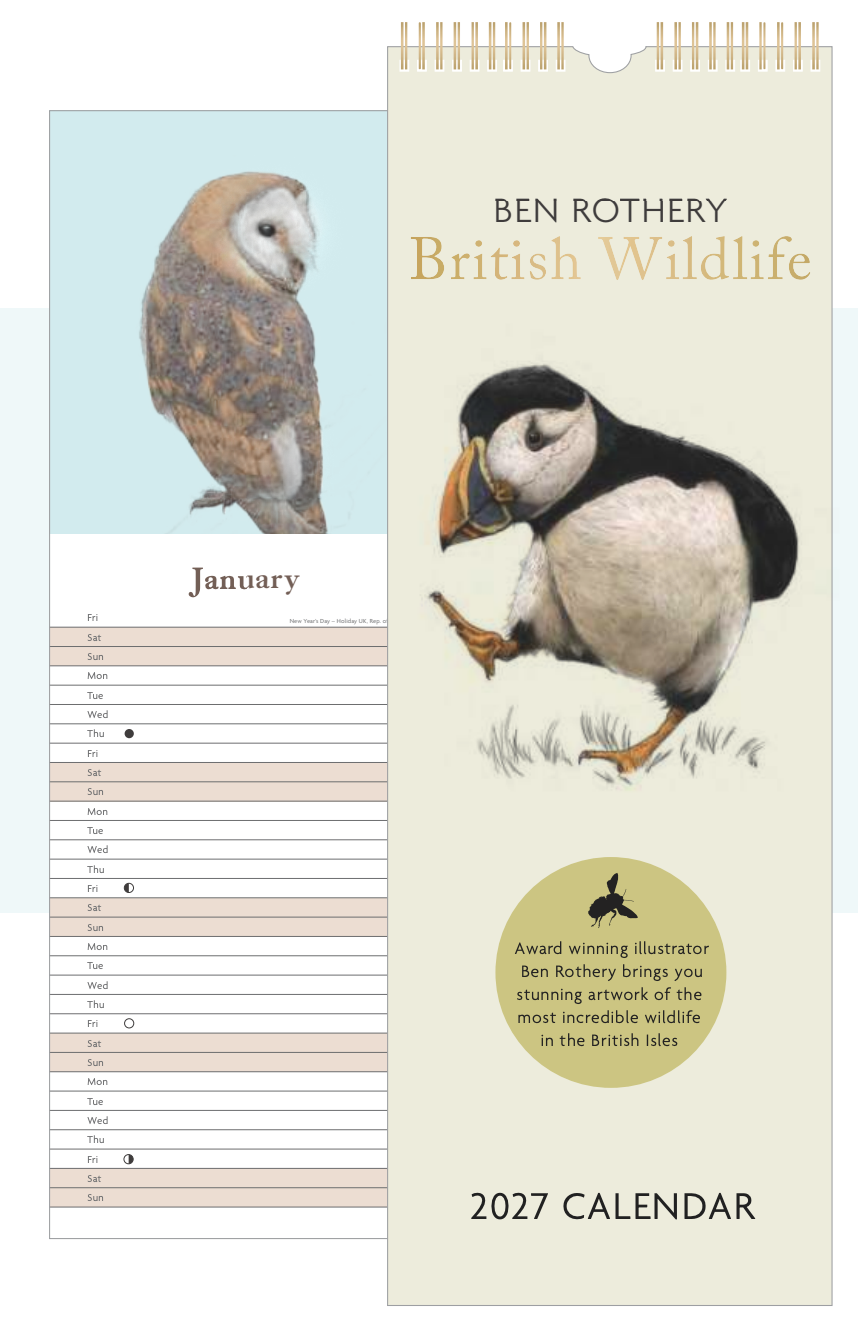 Limited edition SLIM - 2027 Wall Calendar | Slim Wall Calendar | British Wildlife Calendar